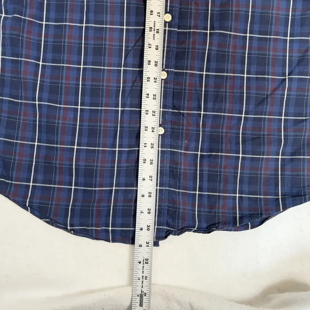J. Crew Factory Button Down Shirt Men L Plaid Long Sleeve Light Weight Woven